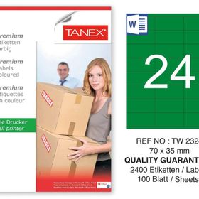 Tanex TW-2324 70x35 mm 100'lü Yeşil Pastel Laser Etiket