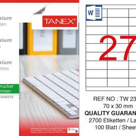 Tanex TW-2327 70x30 mm 100'lü Sökülebilir Etiket