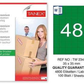 Tanex TW-2348 35x35 mm 100'lü Yeşil Pastel Laser Etiket