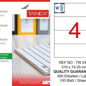 Tanex TW-2404 210x74.25 mm 100'lü Sökülebilir Etiket