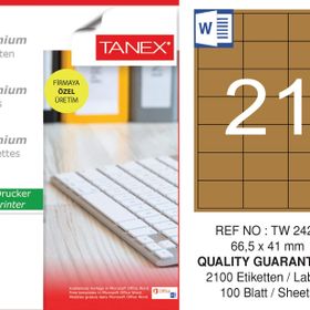 Tanex TW-2421 66.5x41 mm 100'lü Kraft Etiket