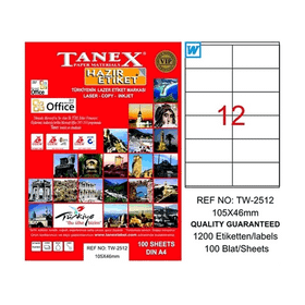 Tanex TW-2512 105 mm x 46 mm Laser Etiket