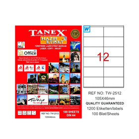 Tanex TW-2512 105x46 mm 100 Adet Laser Etiket