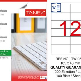 Tanex TW-2512 105x46 mm 100'lü Sökülebilir Etiket