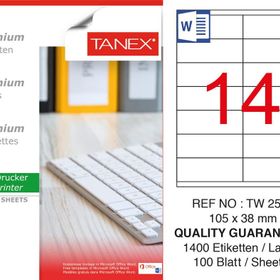 Tanex TW-2514 105x38 mm 100'lü Sökülebilir Etiket