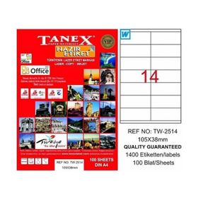 Tanex TW-2514 105x38 mm 1400 Adet Yazıcı Etiketi
