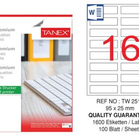 Tanex TW-2516 95x25 mm 100'lü Laser Etiket