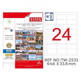 Tanex TW-2533 100'lü Paket Laser Etiket