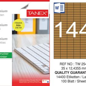 Tanex TW-2544 35x12.4355 mm 100'lü Kraft Etiket