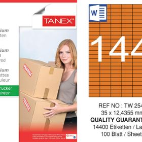 Tanex TW-2544 35x12.4355 mm Turuncu Pastel 100'lü Laser Etiket