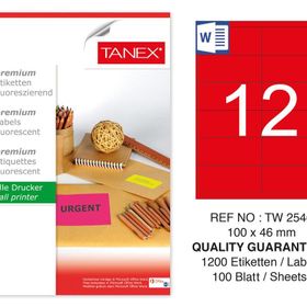 Tanex TW-2546 100x46 mm 100'lü Kırmızı Floresan Laser Etiket