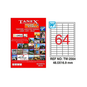 Tanex TW-2564 48.5x16.9 mm Laser Etiket