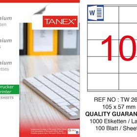 Tanex TW-2610 105x57 mm 100'lü Sökülebilir Etiket