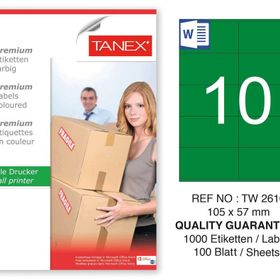 Tanex TW-2610 105x57 mm 100'lü Yeşil Pastel Laser Etiket