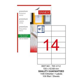 Tanex TW-2712 105x42.69 mm Lazer Etiket