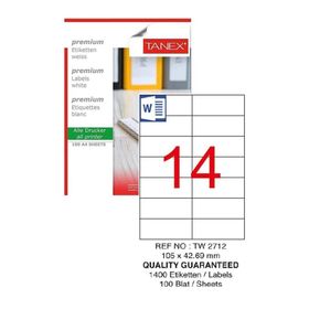 Tanex TW-2712 105x42.69 mm Lazer Etiket