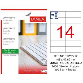 Tanex TW-2712 105x42,69 mm 100 Adet Lazer Etiketi