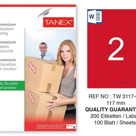 Tanex TW-3117 117 mm 100'lü Kırmızı Pastel Laser Etiket