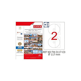 Tanex TW-3117 117 mm 100'lü Paket Kuşe Laser Etiket