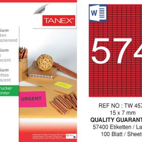 Tanex TW-4574 15x7 mm 100'lü Kırmızı Floresan Laser Etiket