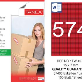 Tanex TW-4574 15x7 mm 100'lü Kırmızı Pastel Laser Etiket