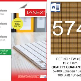 Tanex TW-4574 15x7 mm 100'lü Kraft Etiket