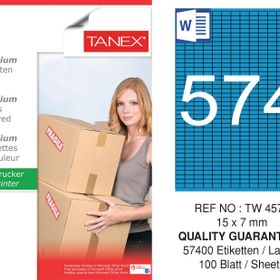 Tanex TW-4574 15x7 mm 100'lü Mavi Pastel Laser Etiket