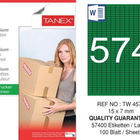 Tanex TW-4574 15x7 mm 100'lü Yeşil Pastel Laser Etiket