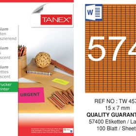Tanex TW-4574 15x7 mm Flo Turuncu Laser Etiket