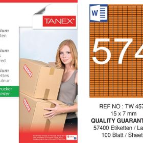 Tanex TW-4574 15x7 mm Turuncu Pastel 100'lü Laser Etiket