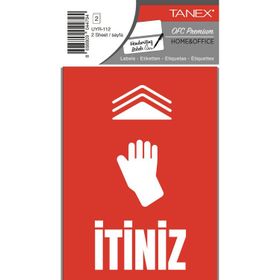 Tanex UYR-112 İtiniz 2'li Uyarı Etiketi