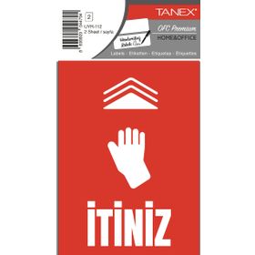 Tanex UYR-112 İtiniz 2'li Uyarı Etiketi