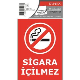 Tanex UYR-117 Sigara İçilmez 2'li Uyarı Etiketi