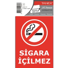 Tanex UYR-117 Sigara İçilmez 2'li Uyarı Etiketi