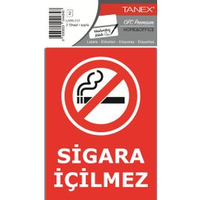 Tanex UYR-117 Sigara İçilmez 2'li Uyarı Etiketi