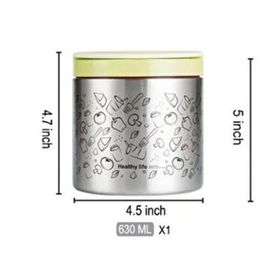Tantitoni 036-01 630 ml Tedemeı Paslanmaz Çelik Yuvarlak Desenli Yemek Termosu