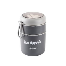 Tantitoni 2 Bölmeli 710 ml Gri Yemek Taşıma Kabı