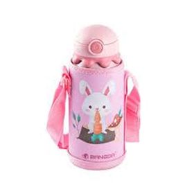 Tantitoni 400 ml Pembe Tavşan Desenli Pipetli Paslanmaz Çelik Çocuk Termosu