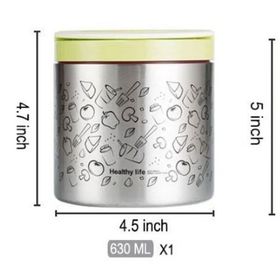 Tantitoni 630 ml Tedemeı Paslanmaz Çelik Yuvarlak Desenli Yemek Termosu