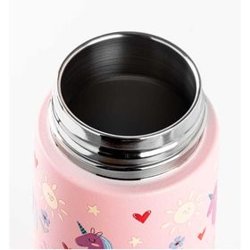 Tantitoni KD-1038P 400 ml Pembe Tavşan Desenli Pipetli Paslanmaz Çelik Çocuk Termosu
