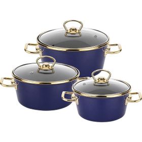 Tantitoni TONY E161820TSM Lacivert Gold Emaye 6 Parça Tencere Seti