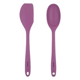 Tantitoni Vişne Renkli Silikon Büyük Kaşık ve Spatula Seti