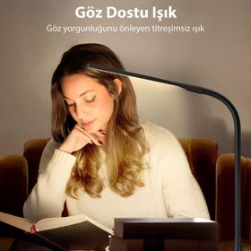 Taotronics Dokunmatik 3 Renk Işıklı Parlaklık Ayarlı Taşınabilir Esnek Led Siyah Masa Lambası
