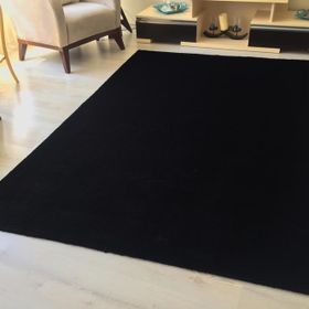 Tappeto Çizgi Desenli Siyah Post Peluş Halı
