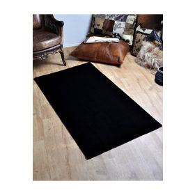 Tappeto Çizgi Desenli Siyah Post Peluş Halı