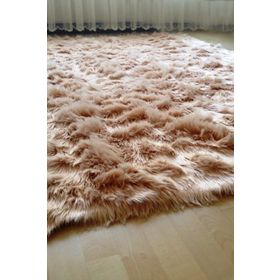 Tappeto Kuzu Kürkü Dekoratif Post 100x150 cm Camel Salon Halı