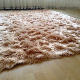 Tappeto Kuzu Kürkü Dekoratif Post 100x200 cm Camel Salon Halı