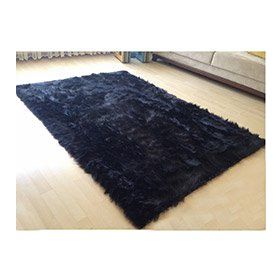 Tappeto Kuzu Kürkü Dekoratif Post 120x170 cm Siyah Salon Halı