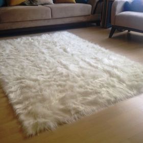 Tappeto Kuzu Kürkü Dekoratif Post 80x150 cm Krem Salon Halı