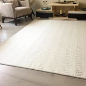 Tappeto Zikzak Desenli Beyaz Post Peluş Halı